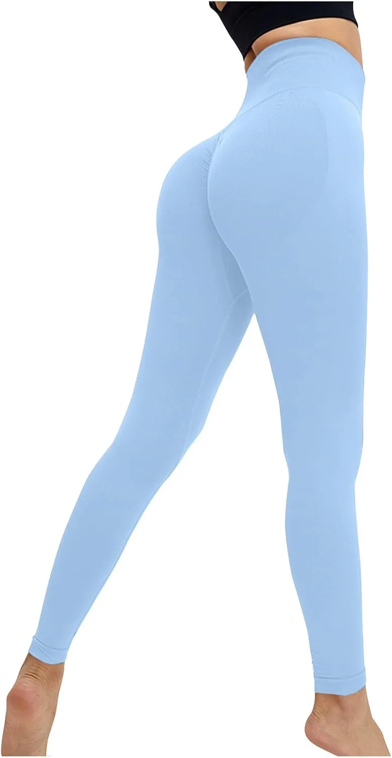 Butt Lifting Leggings for Women High Waist Tummy Control Soft Solid Slim Yoga Gym Pants Elastic Compression Leggings