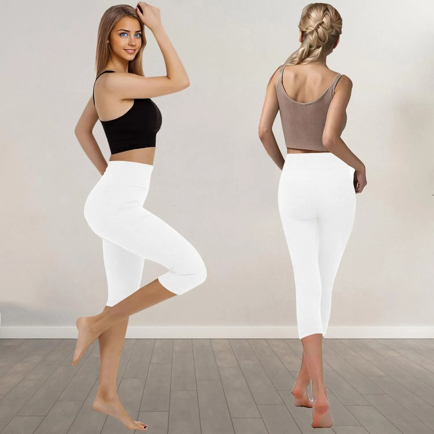 Capri Leggings for Women High Waisted Stretch Slim Fit Casual Athletic Yoga Pants Workout Exercise Lounge Bottoms
