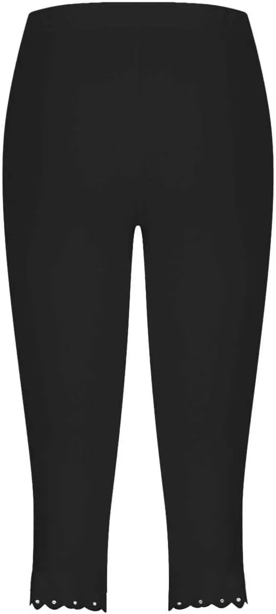 Capri Leggings for Women Plus Size High Waisted Capris Rhinestone Hem Yoga Cropped Trousers 2025 Summer Gym Pants