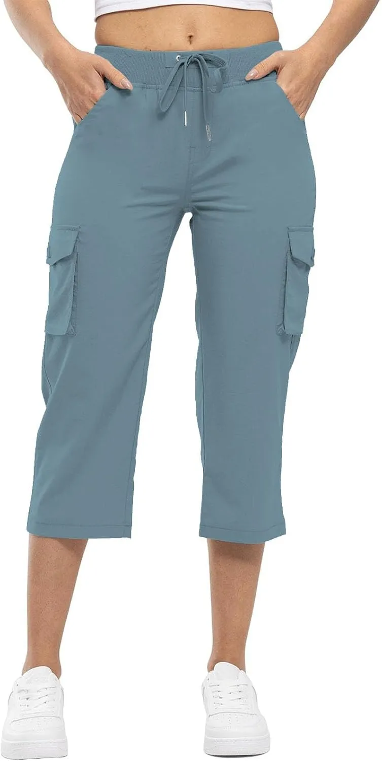 Cargo Capris for Women with Pockets Cropped Jogger Cargo Pants Plus Size Lightweight Capri Cargos Trousers
