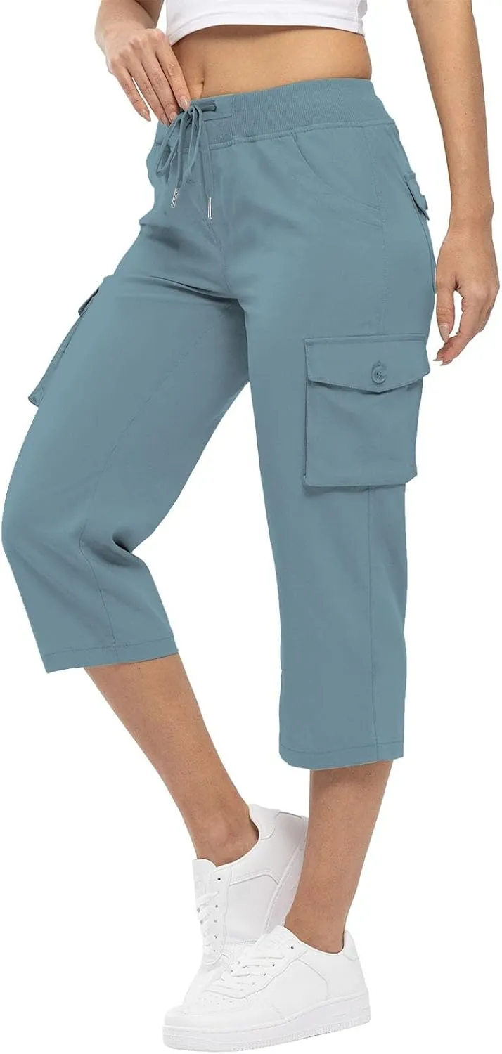 Cargo Capris for Women with Pockets Cropped Jogger Cargo Pants Plus Size Lightweight Capri Cargos Trousers