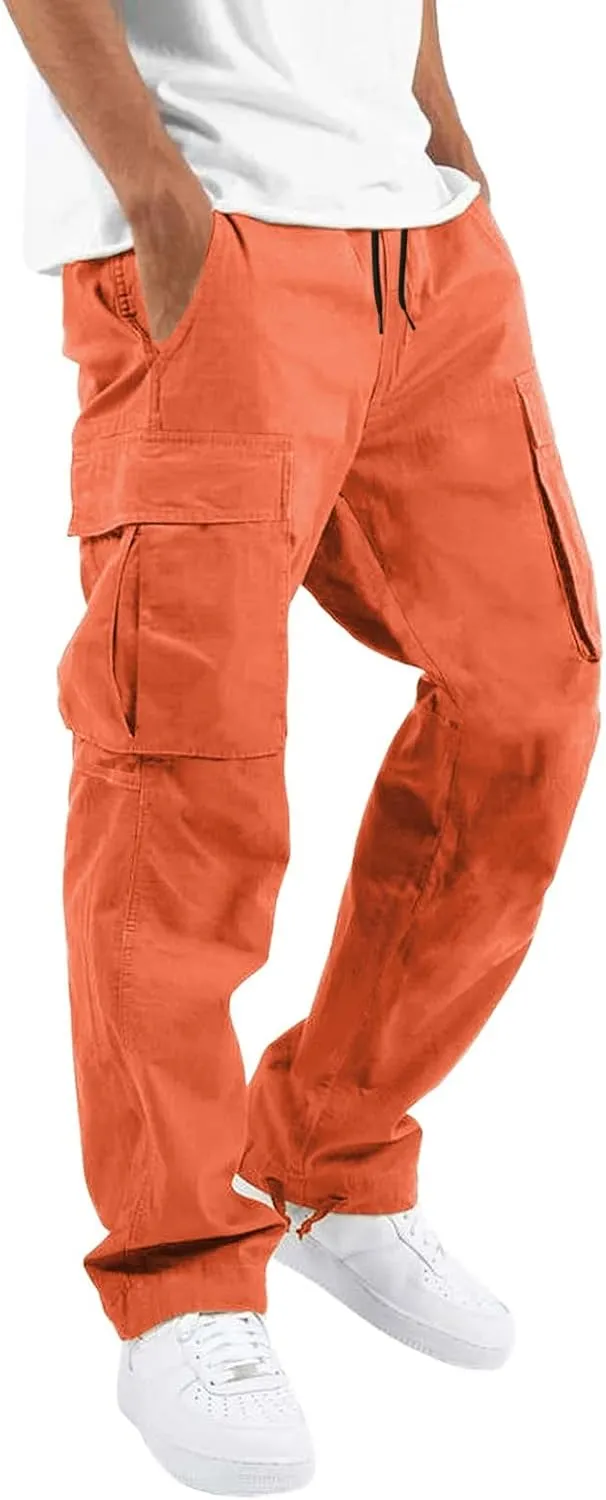 Cargo Pants for Men, Mens Cargo Pants Casual Joggers Athletic Pants Cotton Loose Straight Sweatpants with Pockets