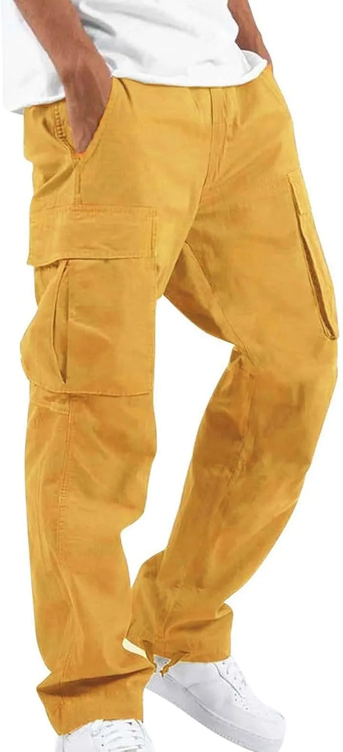 Cargo Pants for Men, Mens Cargo Pants Casual Joggers Athletic Pants Cotton Loose Straight Sweatpants with Pockets