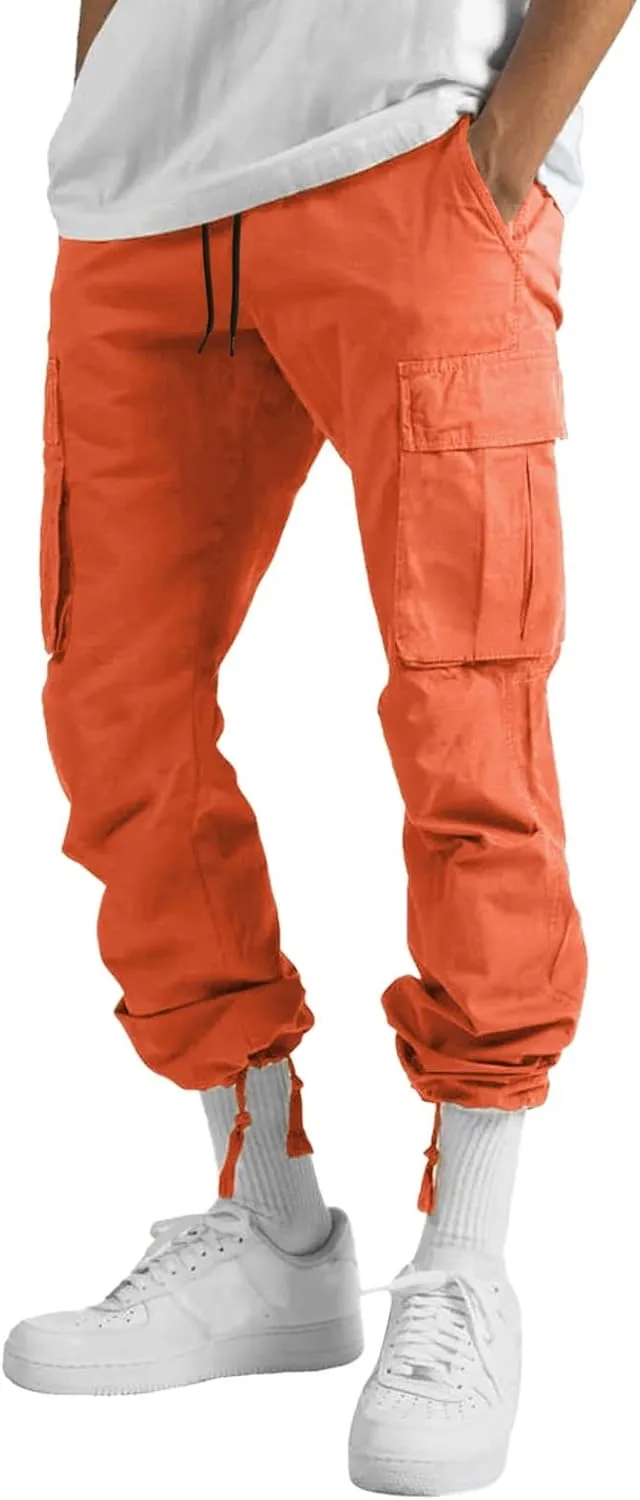 Cargo Pants for Men, Mens Cargo Pants Casual Joggers Athletic Pants Cotton Loose Straight Sweatpants with Pockets