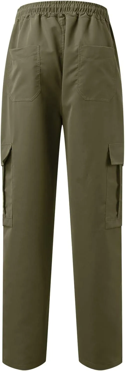 Cargo Pants for Men Relaxed Fit Big and Tall Elastic Waist Sweatpants Lightweight Drawstring Strech Workout Casual Trousers