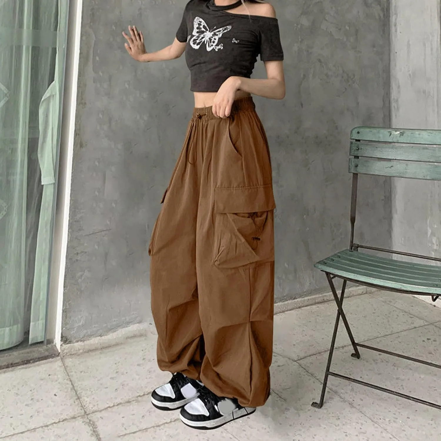 Cargo Pants Women Baggy Y2k Trendy Teen Girls High Waisted Jogger Pants Athletic Hiking Outdoor Streetwear Cargo Pant