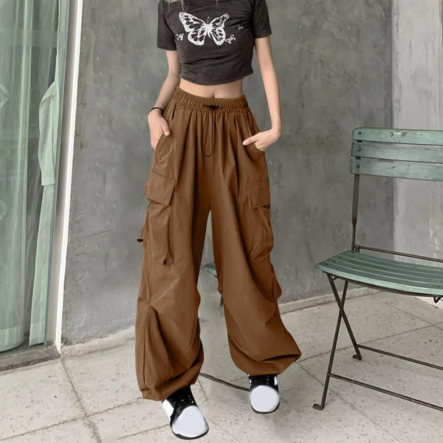 Cargo Pants Women Baggy Y2k Trendy Teen Girls High Waisted Jogger Pants Athletic Hiking Outdoor Streetwear Cargo Pant