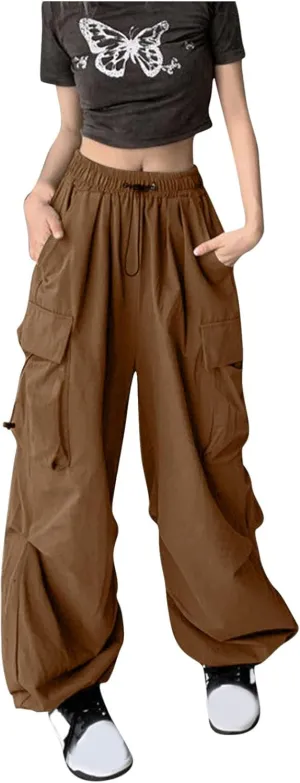 Cargo Pants Women Baggy Y2k Trendy Teen Girls High Waisted Jogger Pants Athletic Hiking Outdoor Streetwear Cargo Pant