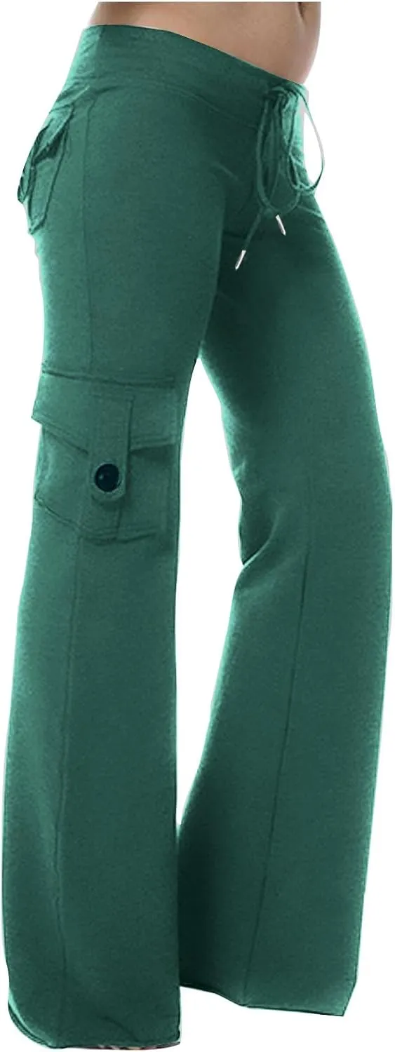 Cargo Yoga Pants for Women High Waisted Wide Leg Pants Workout Gym Pants Multi Pocket Cargo Pants Trousers