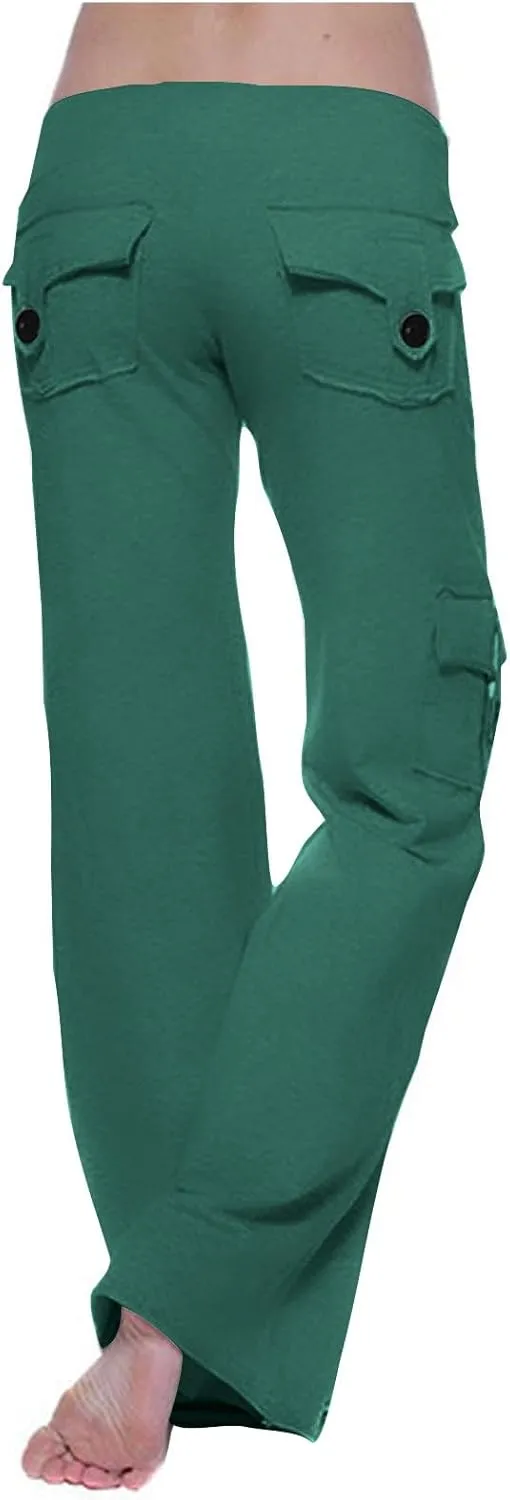 Cargo Yoga Pants for Women High Waisted Wide Leg Pants Workout Gym Pants Multi Pocket Cargo Pants Trousers