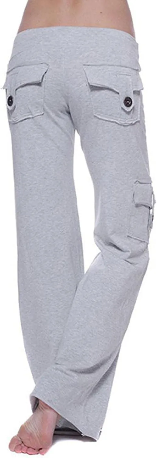 Cargo Yoga Pants for Women High Waisted Wide Leg Pants Workout Gym Pants Multi Pocket Cargo Pants Trousers
