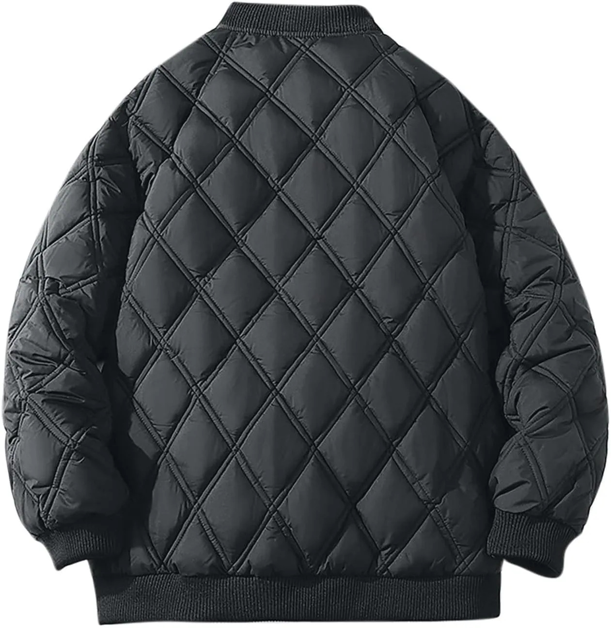 Casual Baseball Puffer Jacket for Men Solid Button Down Plus Size Down Coats Winter Thicken Warm Ski Jackets