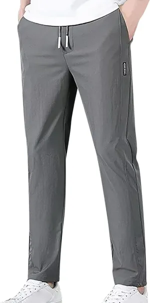 Casual Pants for Men Relaxed Fit Lightweight Drawstring Sweatpants Plus Size Elastic Waist Comfy Joggers Baggy Hiking Pants