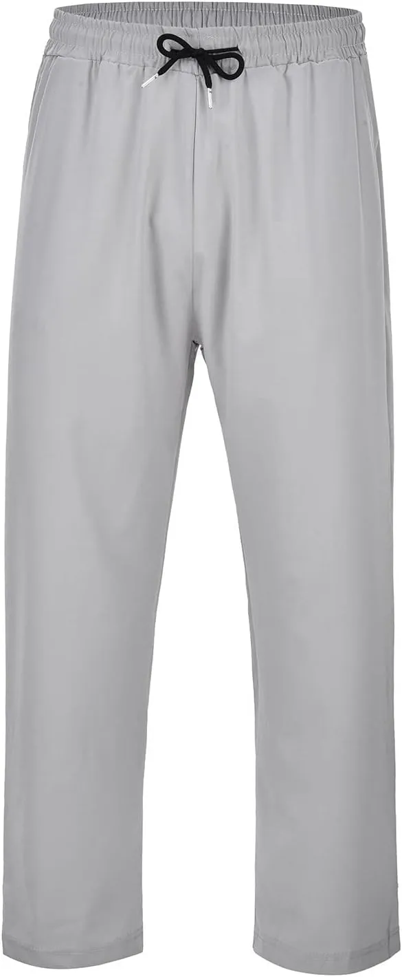 Casual Pants for Men Solid Drawstring Loose Fit Lightweight Straight Leg Pants Summer Comfort Workout Trousers