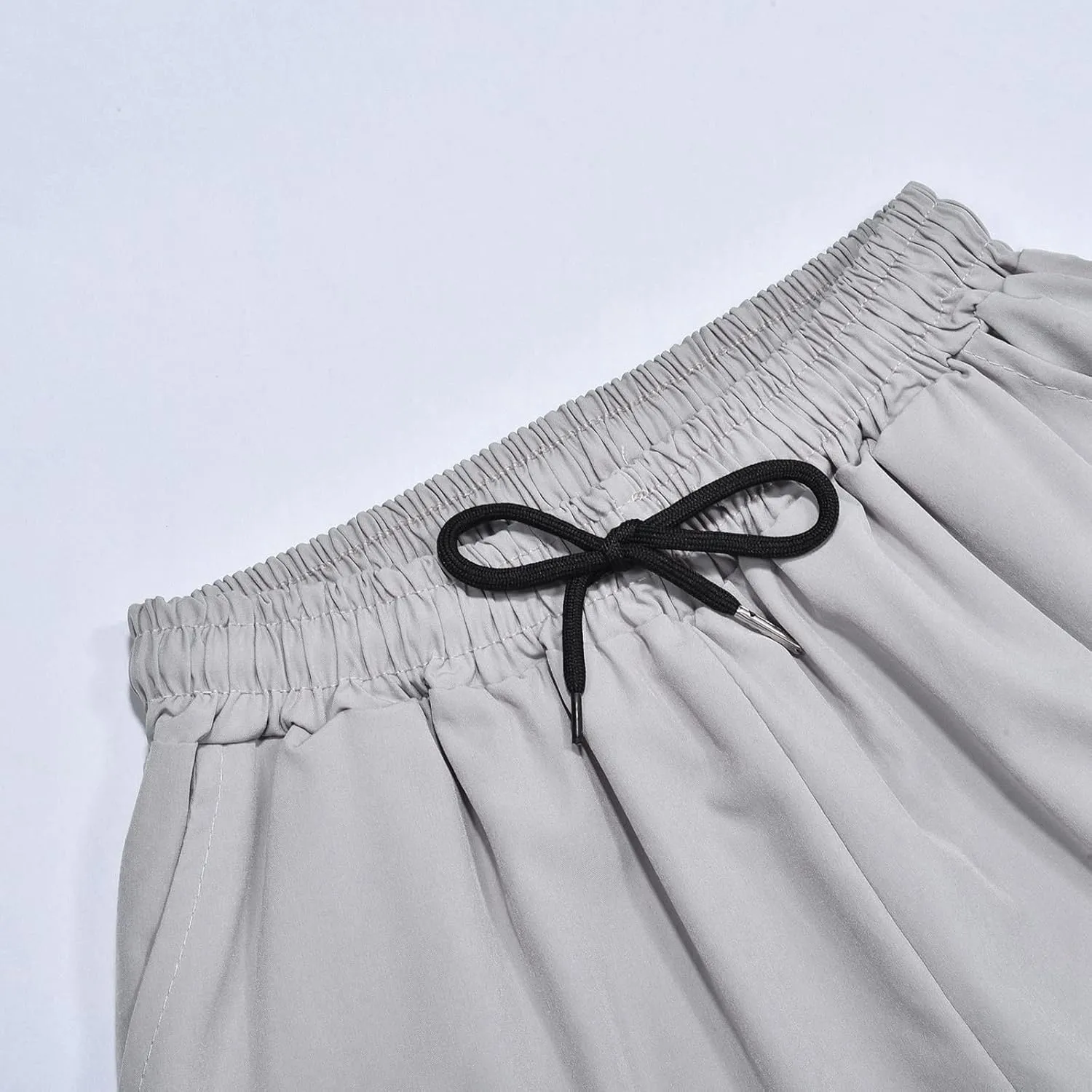 Casual Pants for Men Solid Drawstring Loose Fit Lightweight Straight Leg Pants Summer Comfort Workout Trousers