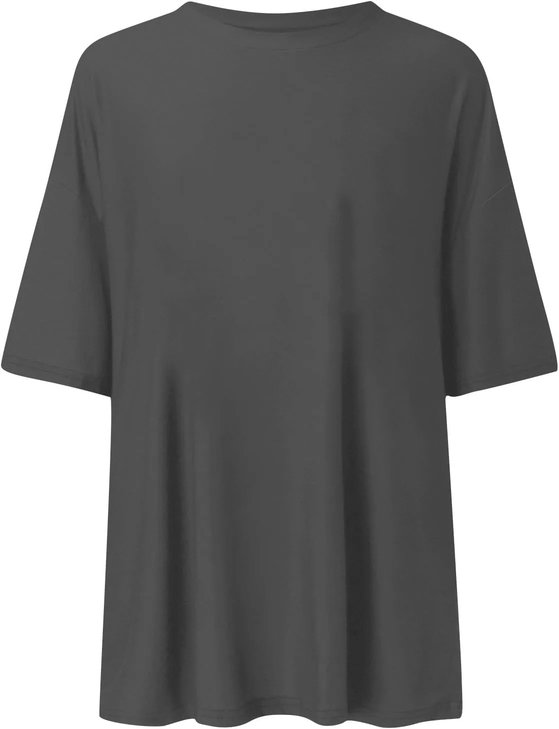 Casual T Shirts for Women Oversized Solid Short Sleeve Tees Plus Size Crew Neck Drop Shoulder Summer Basic Daily Tops