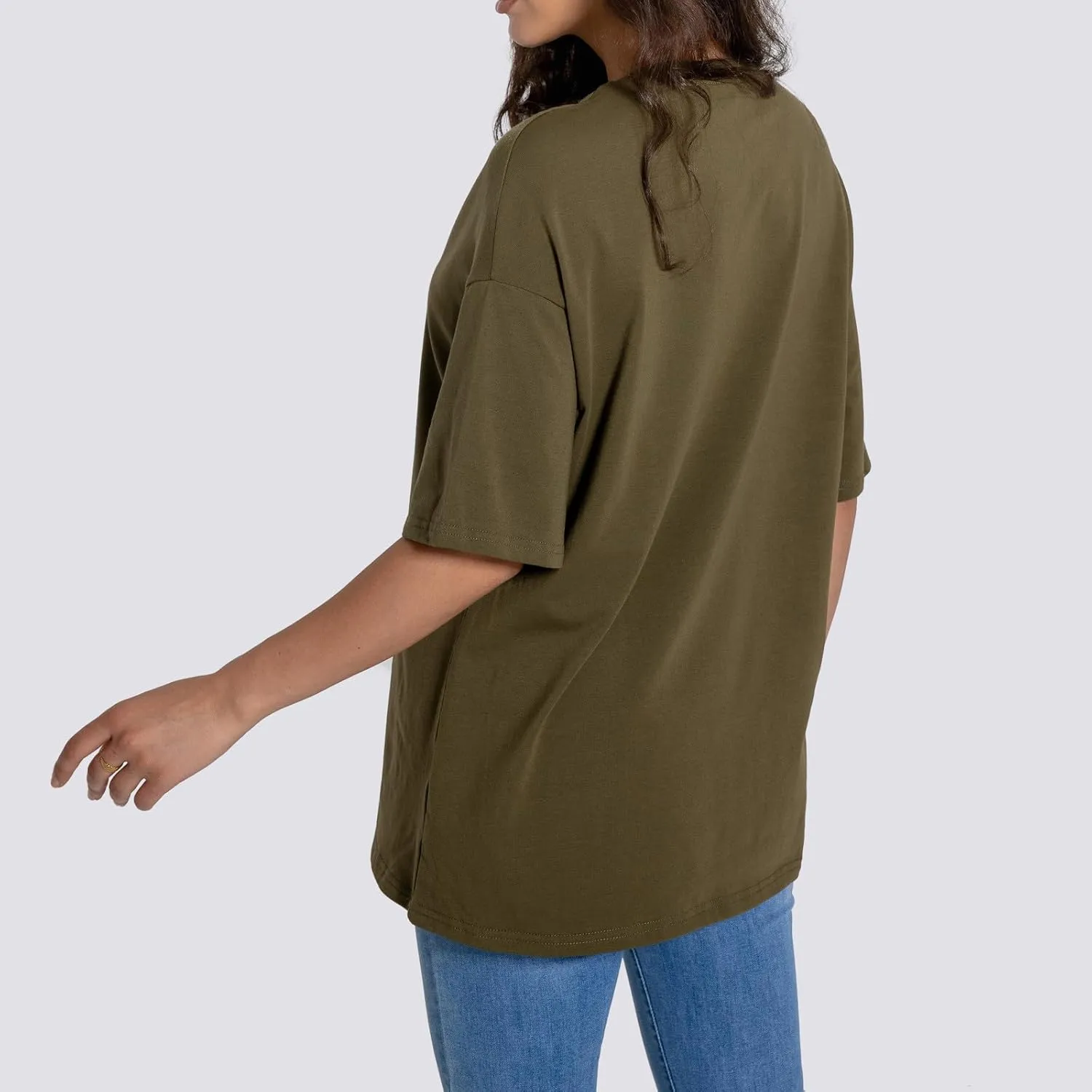 Casual T Shirts for Women Oversized Solid Short Sleeve Tees Plus Size Crew Neck Drop Shoulder Summer Basic Daily Tops