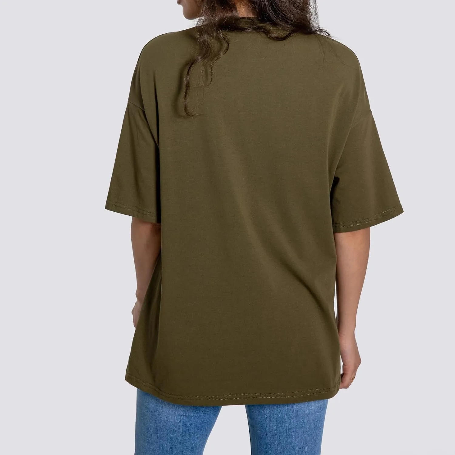 Casual T Shirts for Women Oversized Solid Short Sleeve Tees Plus Size Crew Neck Drop Shoulder Summer Basic Daily Tops