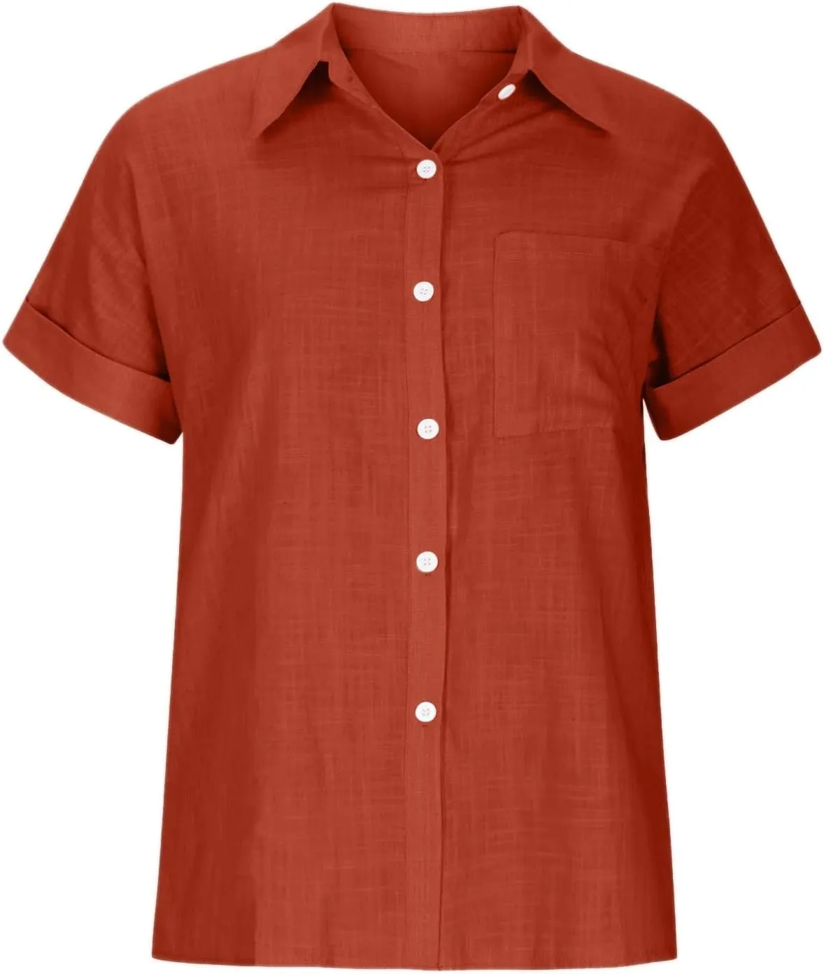Ceboyel Women 2024 Causal Summer Blouses Button Down Short Sleeve Shirts Gauze Cotton Linen Tops Vacation Trendy Outfits