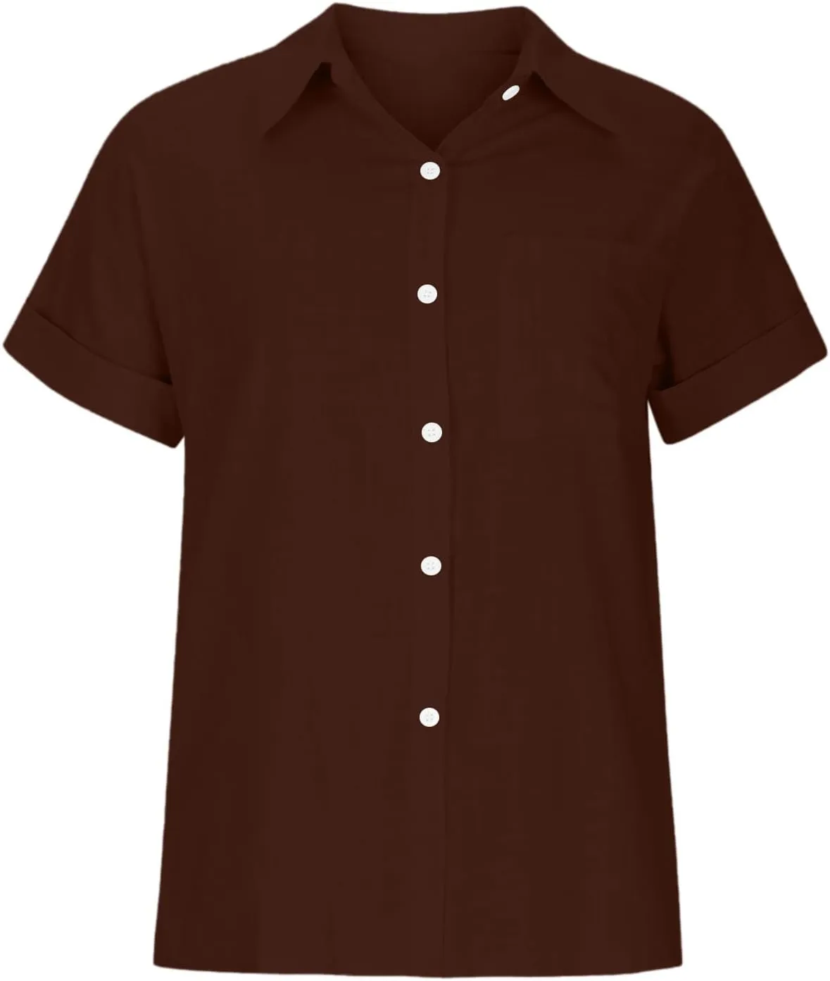 Ceboyel Women Cotton Linen Summer Shirts Collared Button Down Blouses Gauze Short Sleeve Tops Causal Ladies Outfits 2023
