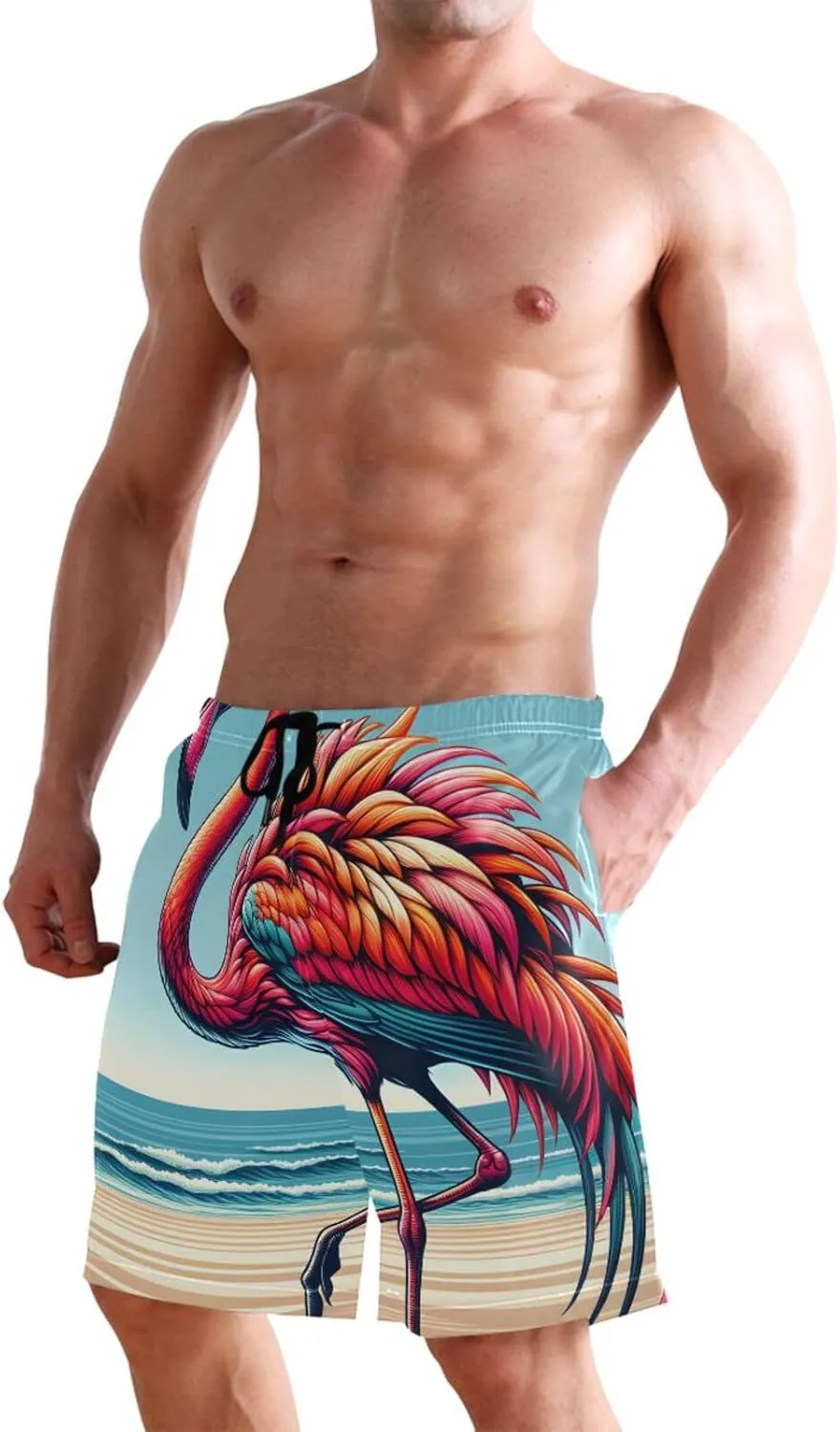 CHIFIGNO Abstract Swirls Black White Swimming Shorts Men, Small Swim Pants for Men, Swim Trunk for Men