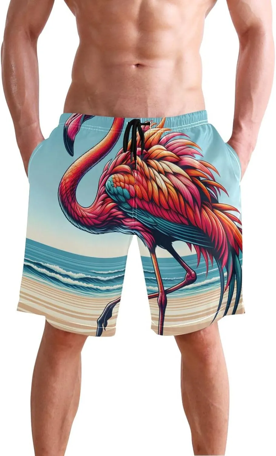 CHIFIGNO Abstract Swirls Black White Swimming Shorts Men, Small Swim Pants for Men, Swim Trunk for Men