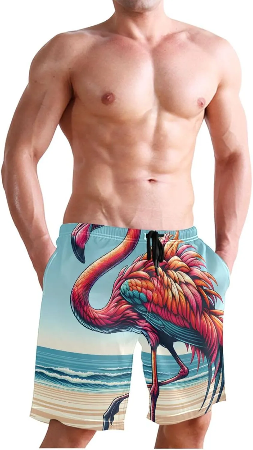 CHIFIGNO Abstract Swirls Black White Swimming Shorts Men, Small Swim Pants for Men, Swim Trunk for Men