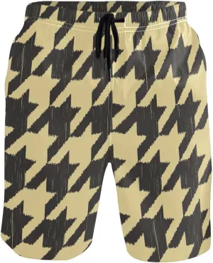 CHIFIGNO Chic Yellow Paws White Mens Swimming Shorts, Small Quick Dry, Swimsuit Mens Trunks