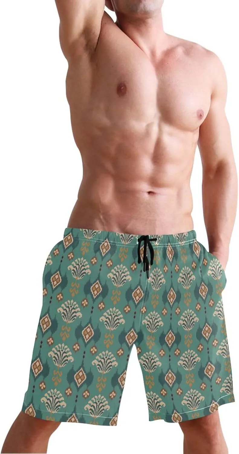 CHIFIGNO Chic Yellow Paws White Mens Swimming Shorts, Small Quick Dry, Swimsuit Mens Trunks