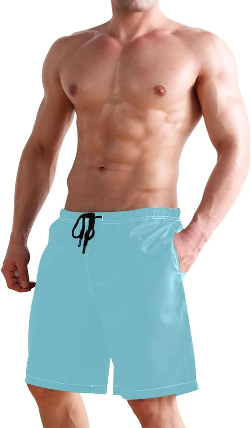 CHIFIGNO Chic Yellow Paws White Mens Swimming Shorts, Small Quick Dry, Swimsuit Mens Trunks