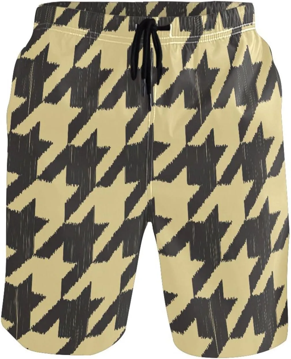 CHIFIGNO Chic Yellow Paws White Mens Swimming Shorts, Small Quick Dry, Swimsuit Mens Trunks