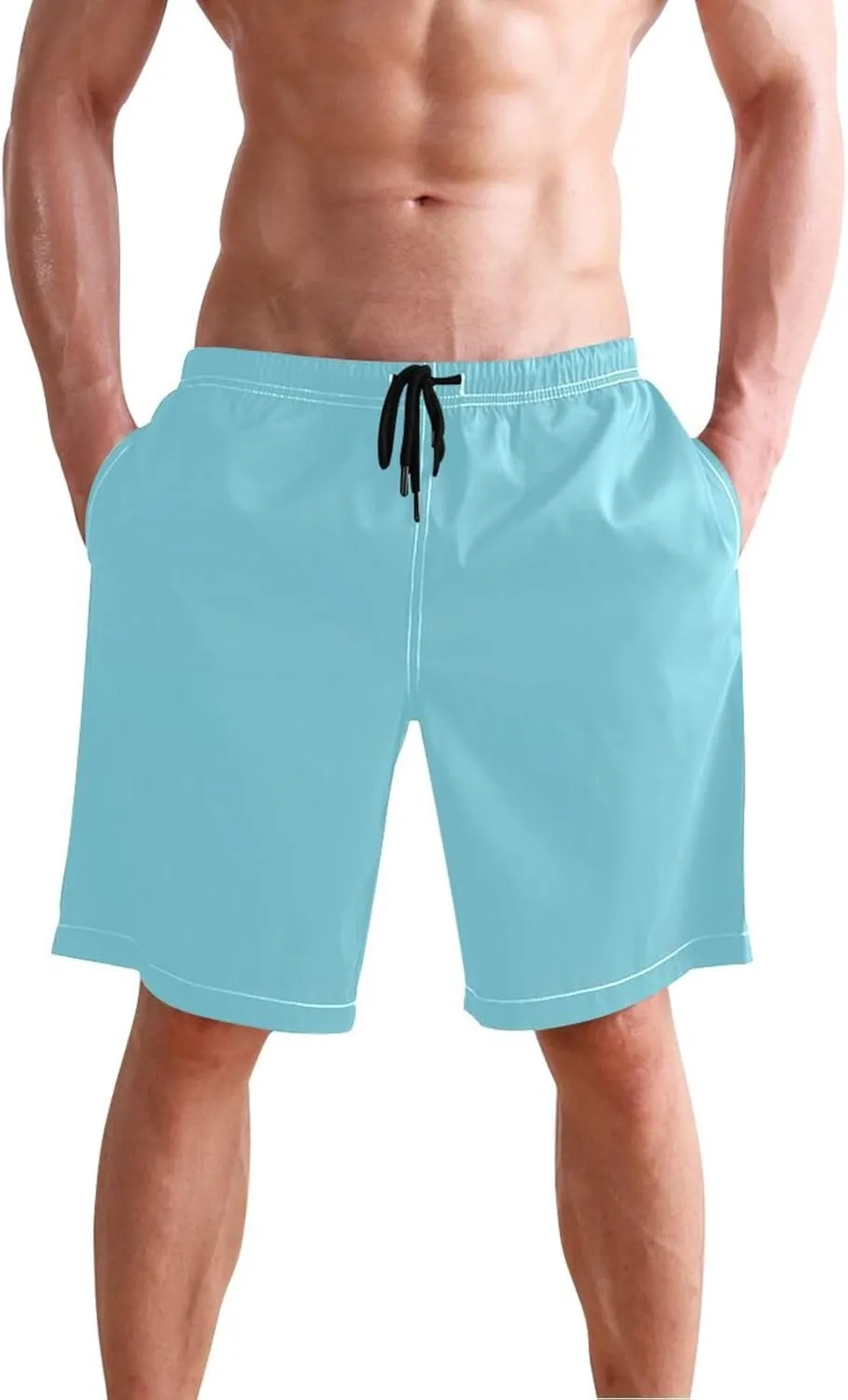 CHIFIGNO Chic Yellow Paws White Mens Swimming Shorts, Small Quick Dry, Swimsuit Mens Trunks