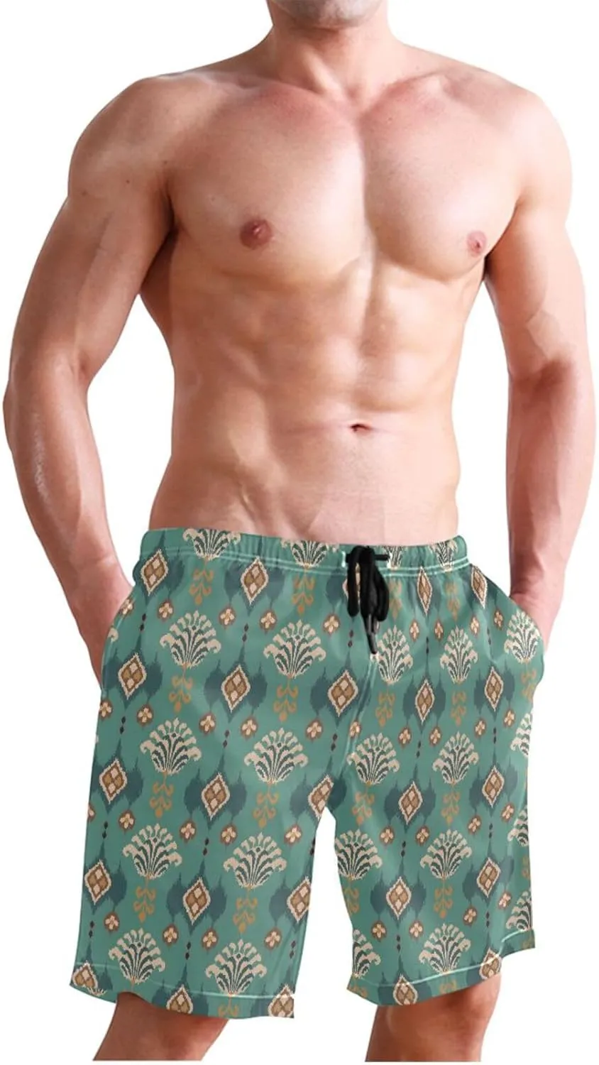 CHIFIGNO Chic Yellow Paws White Mens Swimming Shorts, Small Quick Dry, Swimsuit Mens Trunks