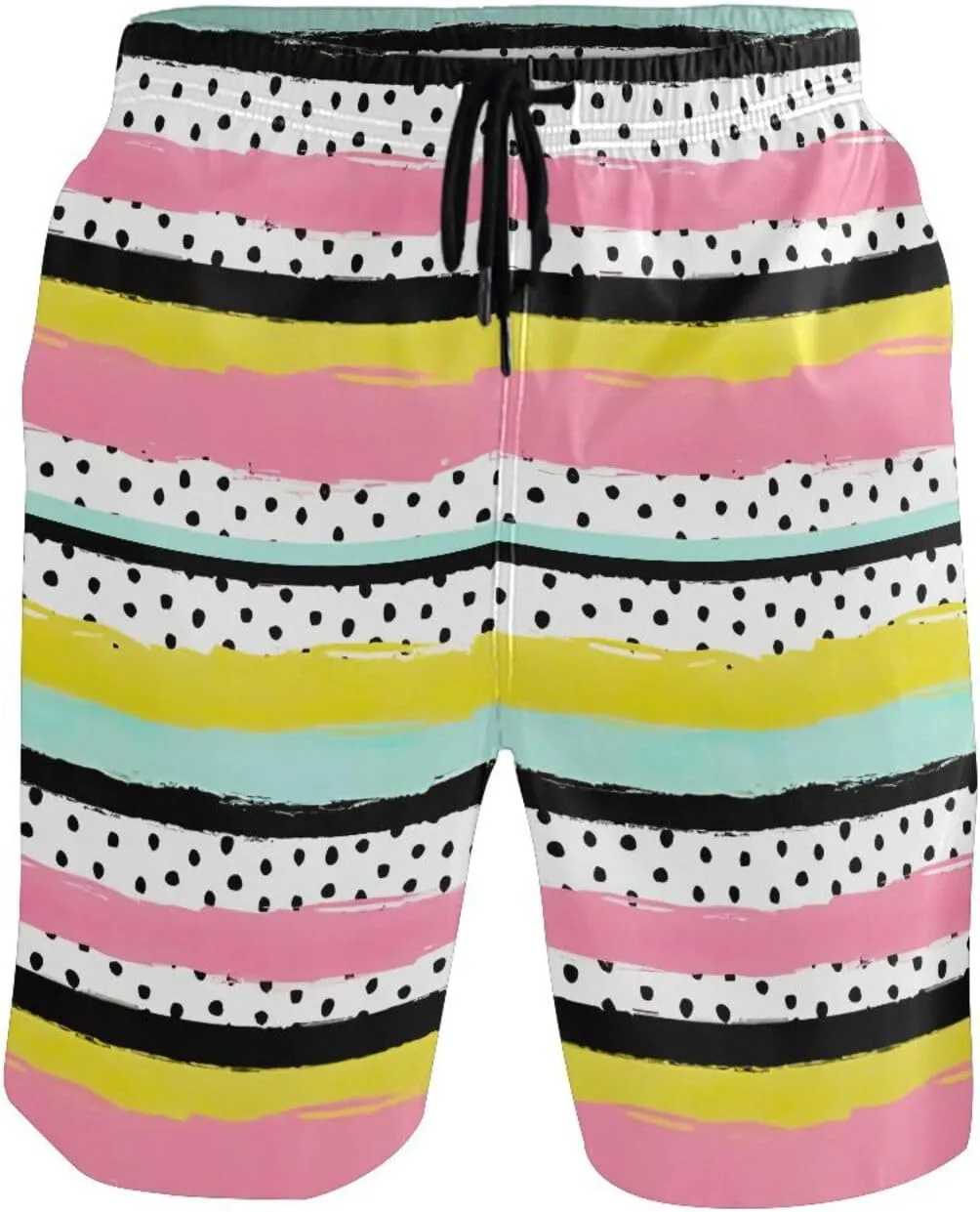 CHIFIGNO Chic Yellow Paws White Mens Swimming Shorts, Small Quick Dry, Swimsuit Mens Trunks