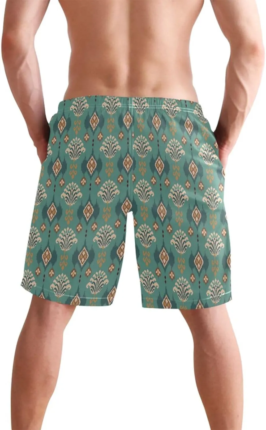 CHIFIGNO Chic Yellow Paws White Mens Swimming Shorts, Small Quick Dry, Swimsuit Mens Trunks