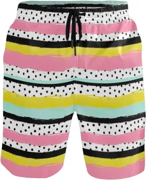 CHIFIGNO Chic Yellow Paws White Mens Swimming Shorts, Small Quick Dry, Swimsuit Mens Trunks