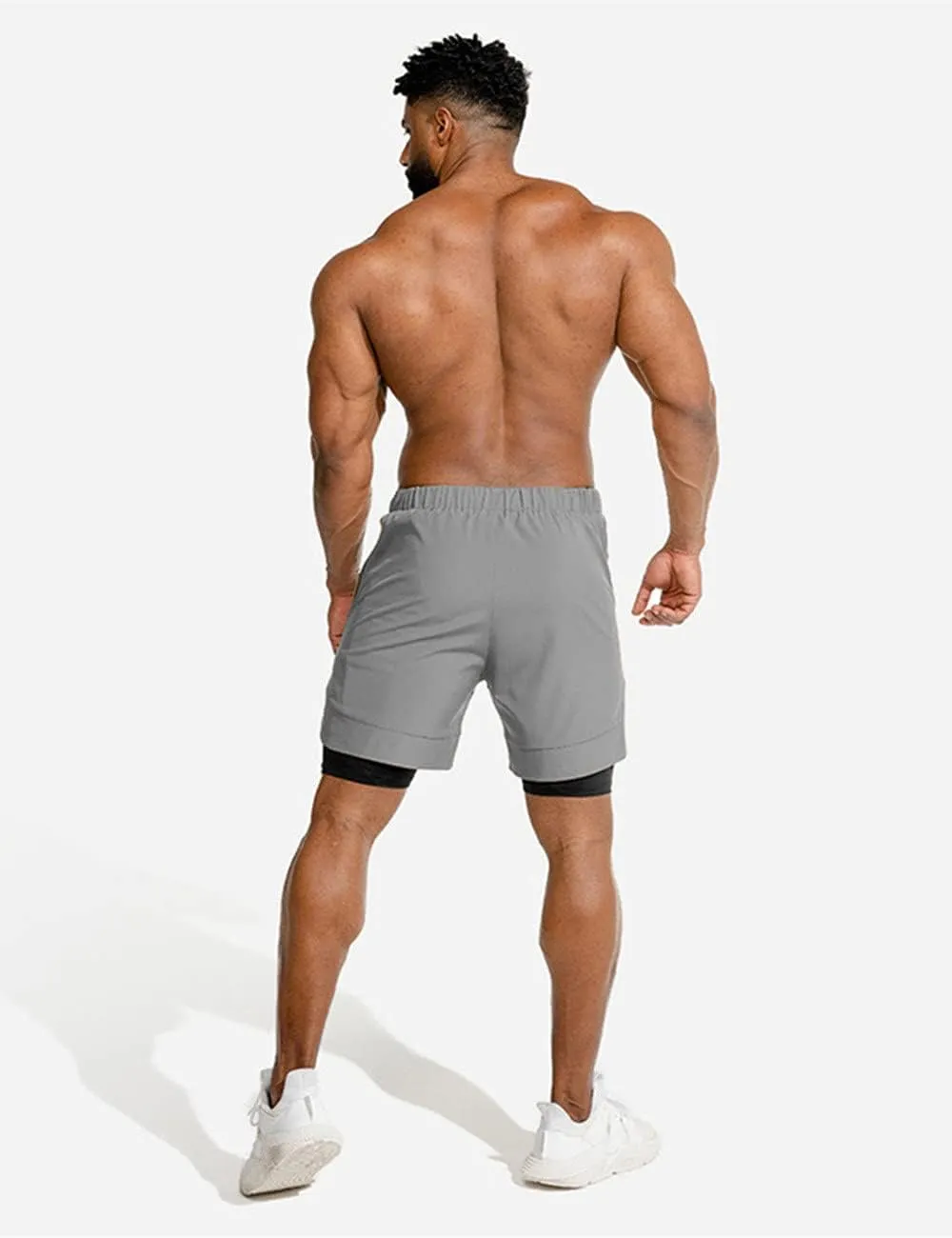 COOFANDY Men's 2 Pack Running Shorts 2 in 1 Workout Shorts Quick Dry Gym Training Athletic Jogger with Phone Pockets