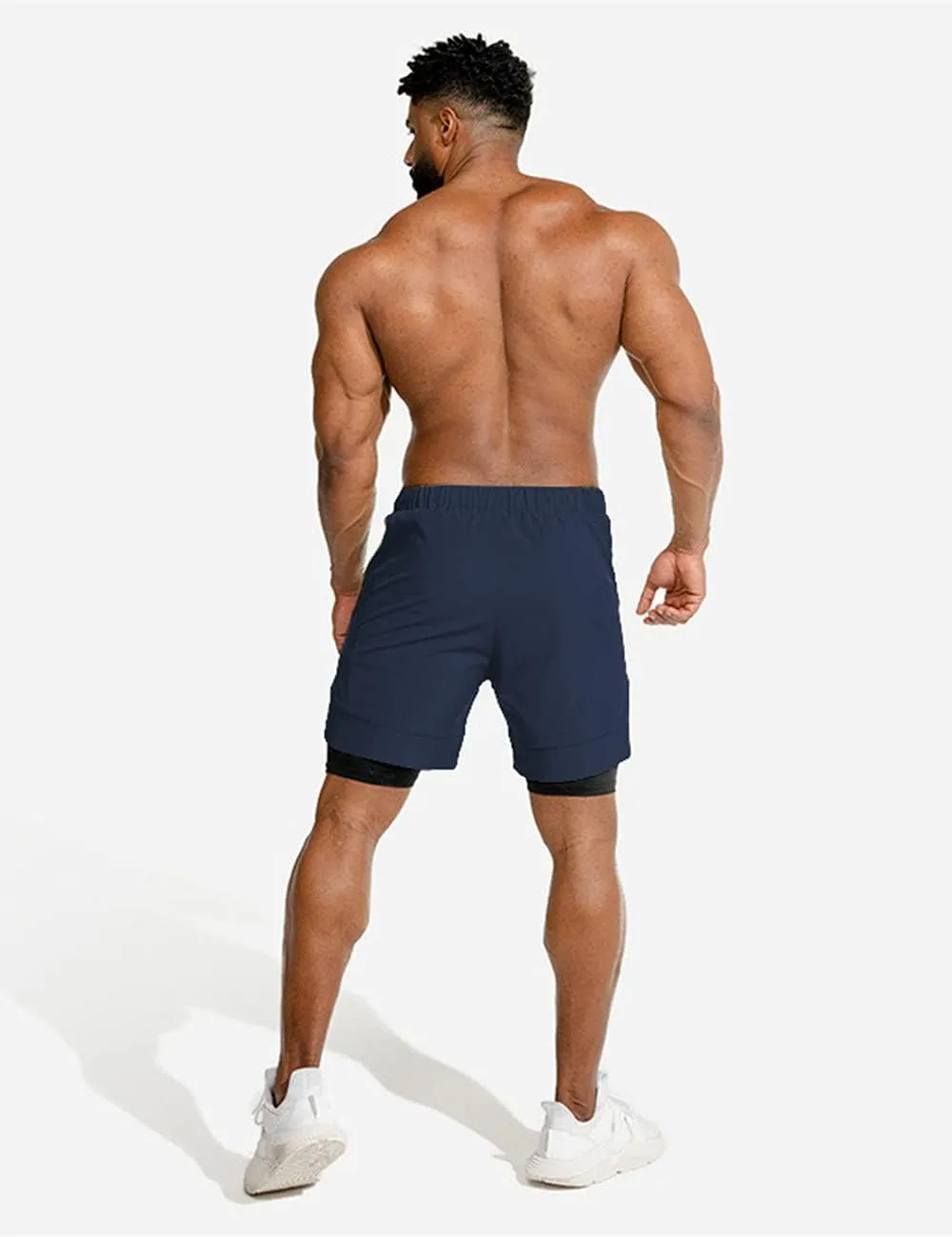 COOFANDY Men's 2 Pack Running Shorts 2 in 1 Workout Shorts Quick Dry Gym Training Athletic Jogger with Phone Pockets