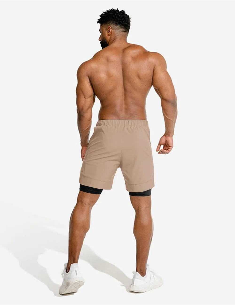 COOFANDY Men's 2 Pack Running Shorts 2 in 1 Workout Shorts Quick Dry Gym Training Athletic Jogger with Phone Pockets