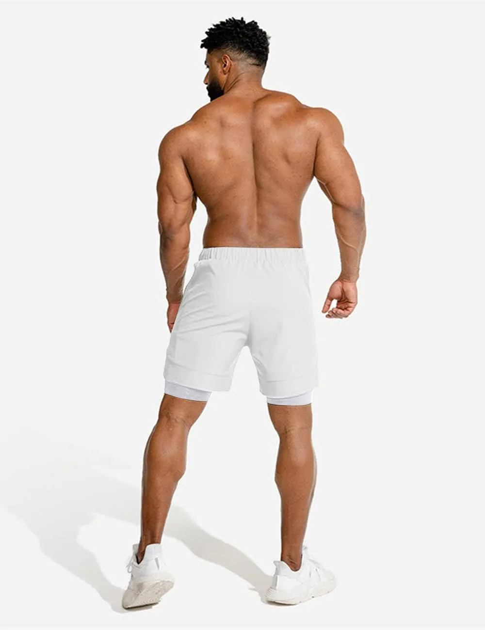 COOFANDY Men's 2 Pack Running Shorts 2 in 1 Workout Shorts Quick Dry Gym Training Athletic Jogger with Phone Pockets