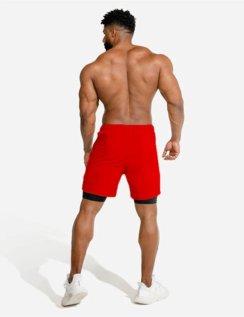 COOFANDY Men's 2 Pack Running Shorts 2 in 1 Workout Shorts Quick Dry Gym Training Athletic Jogger with Phone Pockets