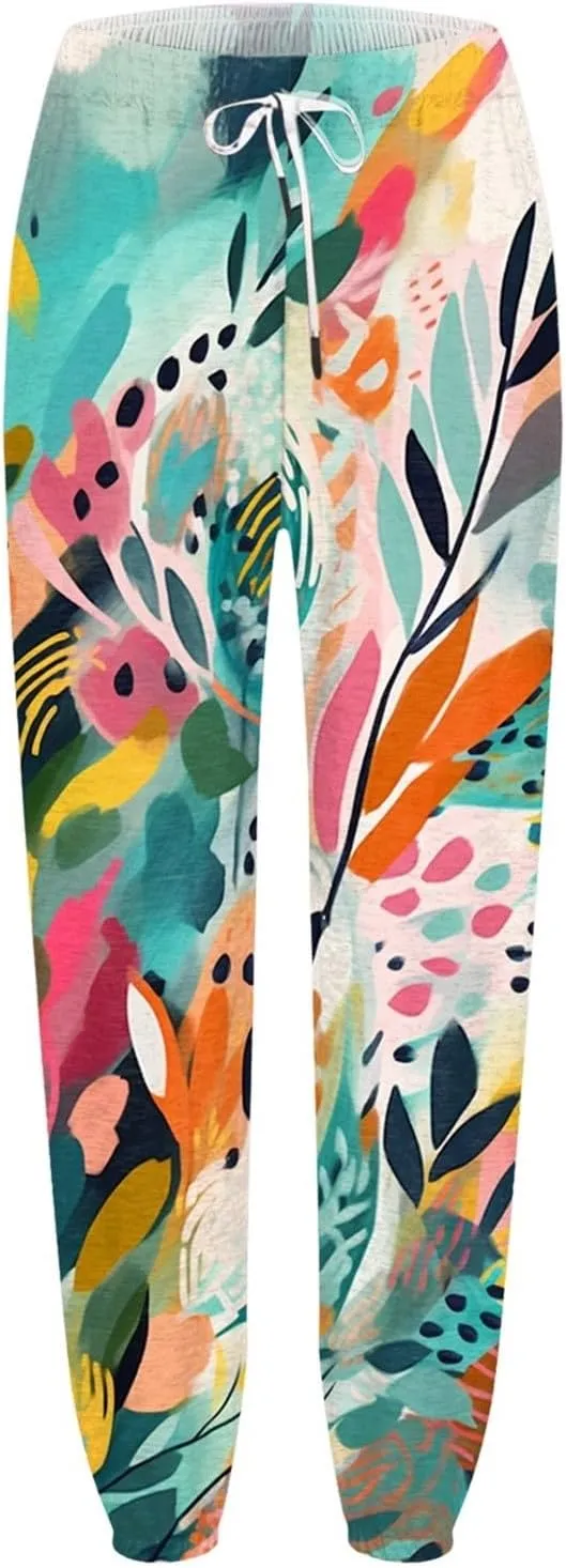 cooki Sweatpants for Women Mid Waisted Plus Sized Cinch Bottom Sweatpants with Pockets Batterflies Print Jogger Yoga Pants