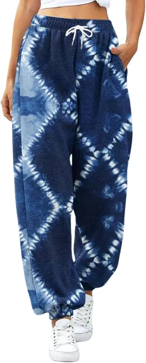 cooki Sweatpants Women Baggy Cinch Bottom Drawstring Elastic Waist Joggers Workout Gym High Waist Graphic Print Sweatpants