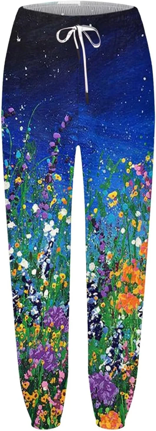 cooki Sweatpants Women Baggy Cinch Bottom Drawstring Elastic Waist Joggers Workout Gym High Waist Graphic Print Sweatpants