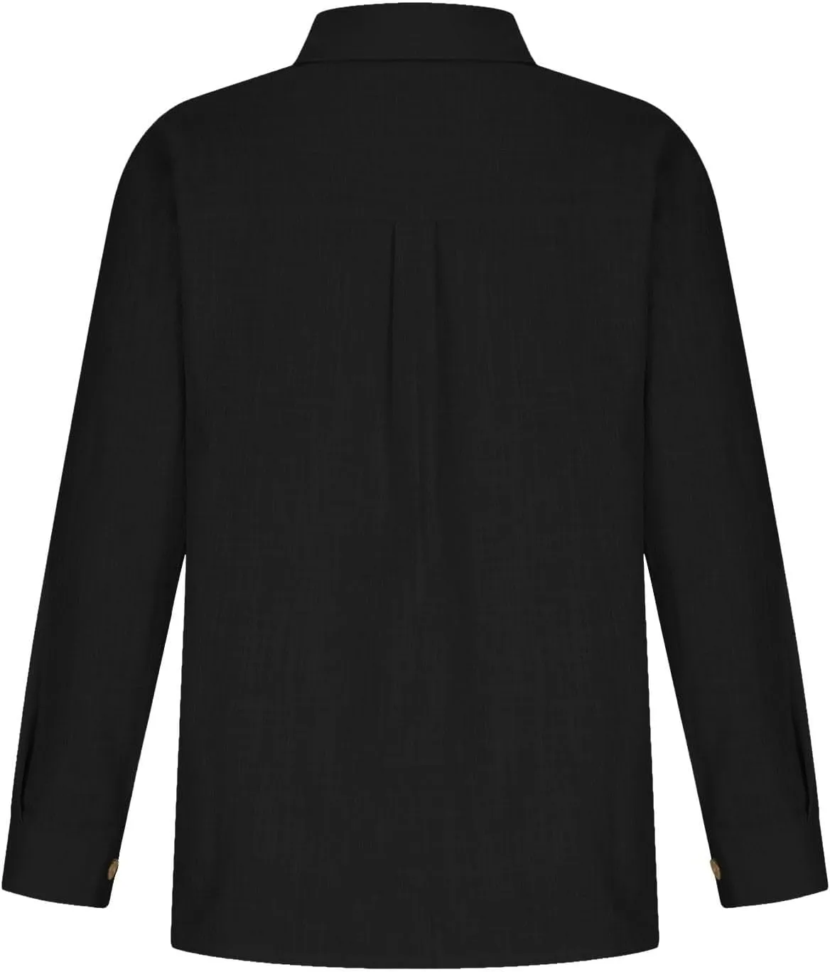 Cotton Linen Shirts for Women Summer Long Sleeve Button Down Shirt Pleated Front Gauze Tops Loose Casual Blouses