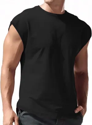 Cut Off Workout Tank Tops for Men Athletic Gym Running Cap Sleeve Muscle Tees Fitness Bodybuilding Sleeveless T Shirts Vests