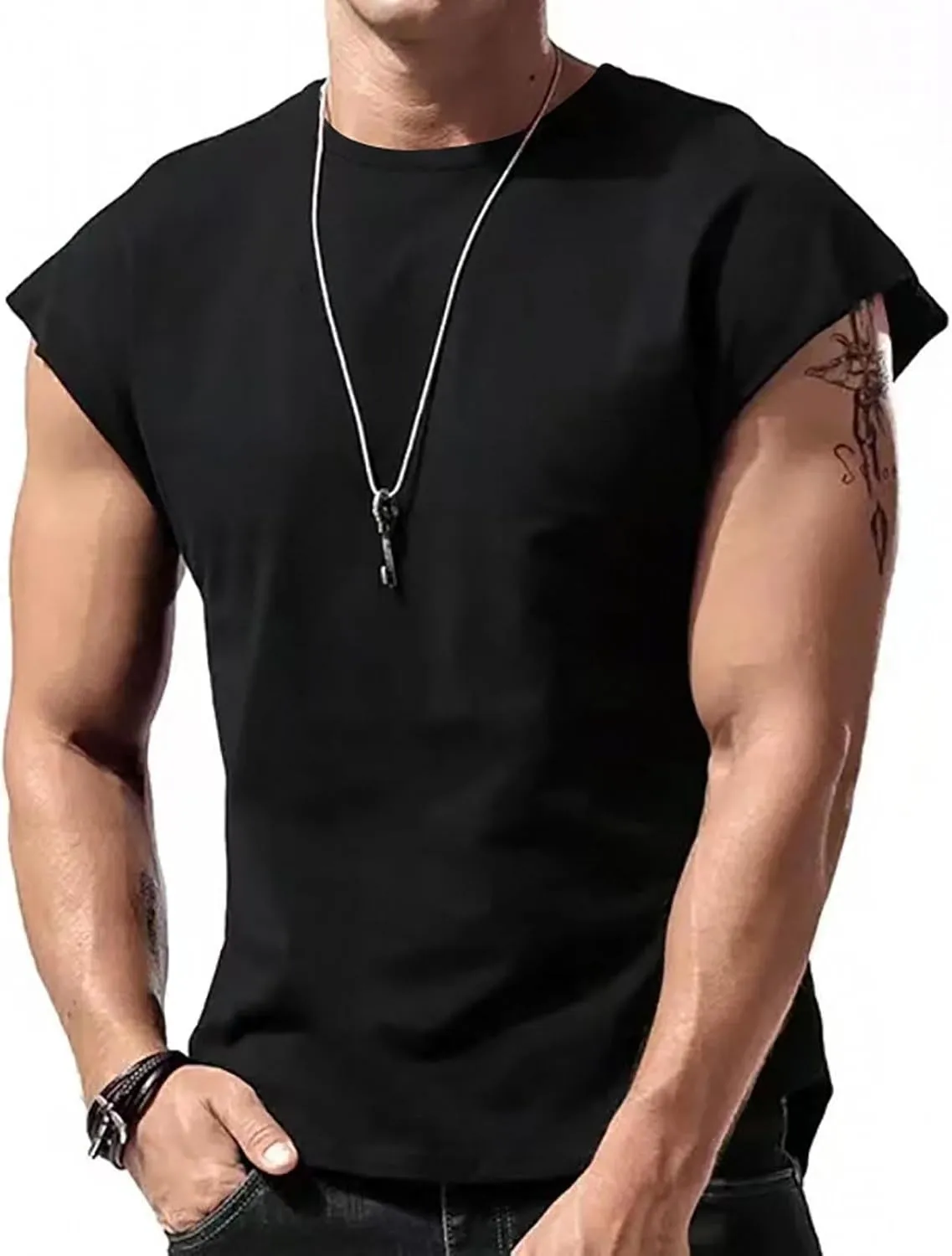 Cut Off Workout Tank Tops for Men Athletic Gym Running Cap Sleeve Muscle Tees Fitness Bodybuilding Sleeveless T Shirts Vests