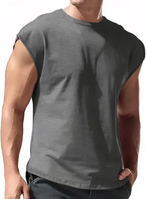 Cut Off Workout Tank Tops for Men Athletic Gym Running Cap Sleeve Muscle Tees Fitness Bodybuilding Sleeveless T Shirts Vests