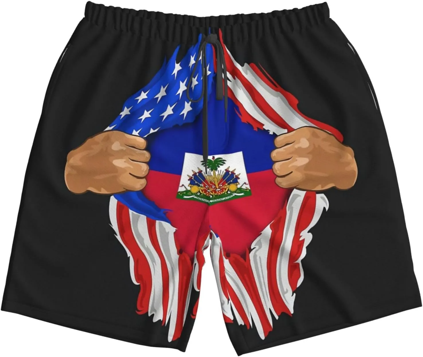 Cute Panda Men'S Swim Shorts Beach Trunks Quick Dry Hawaiian Swimming Shorts with Pockets