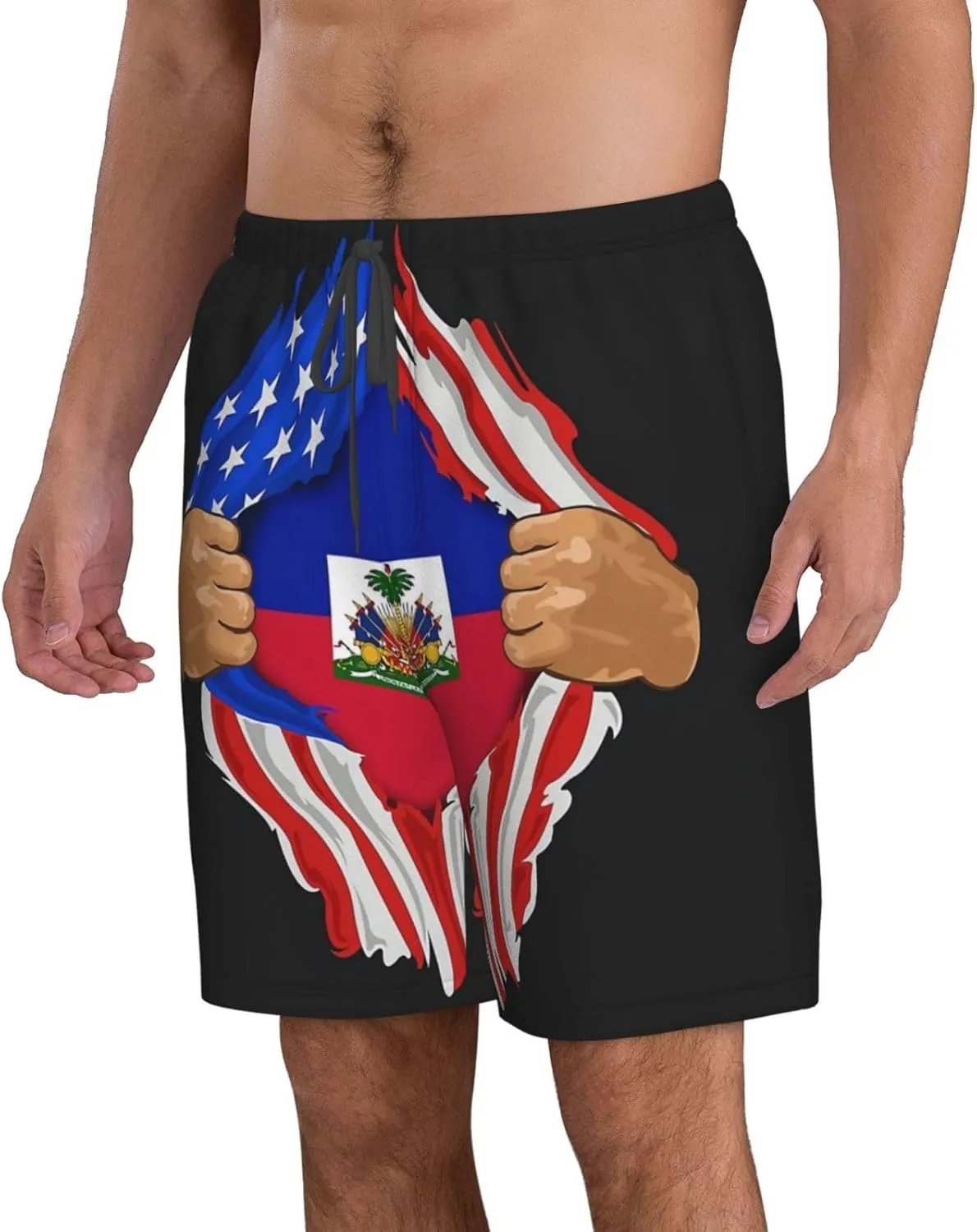 Cute Panda Men'S Swim Shorts Beach Trunks Quick Dry Hawaiian Swimming Shorts with Pockets